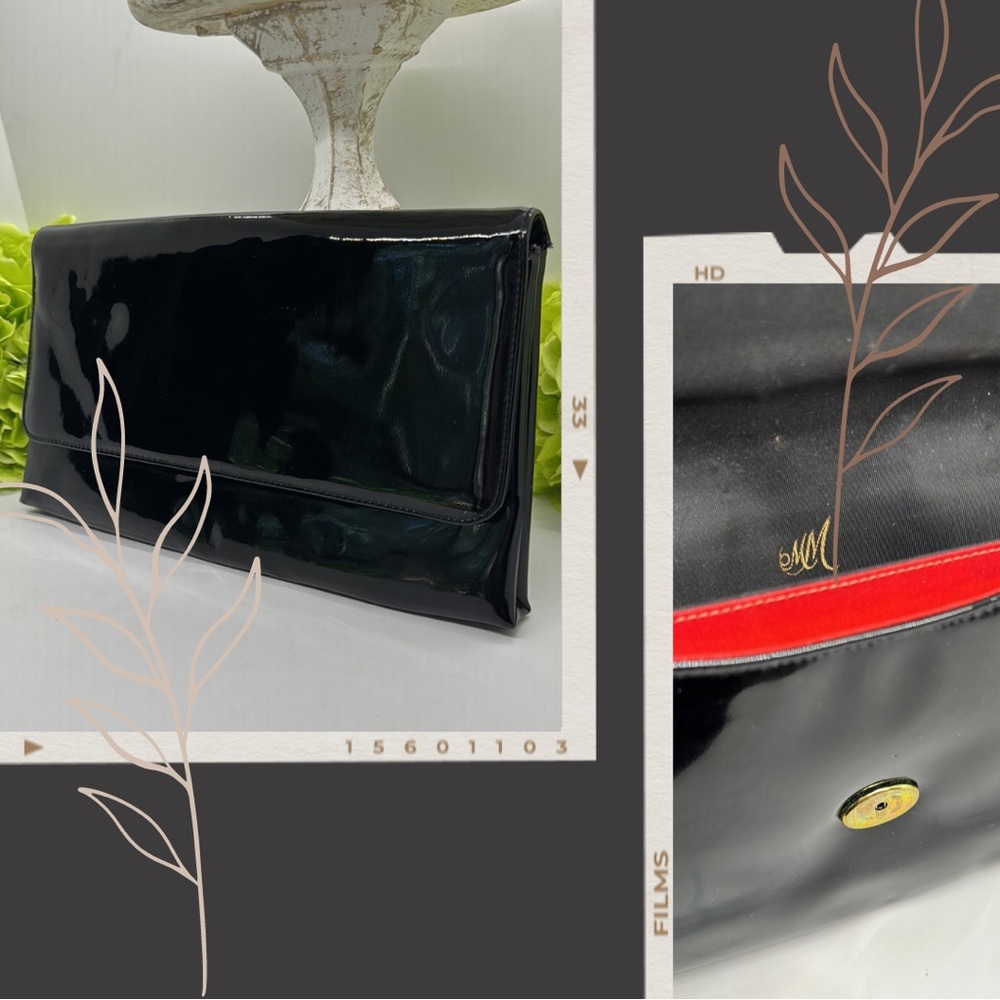 Morris Moskowitz Black Patent Leather Clutch